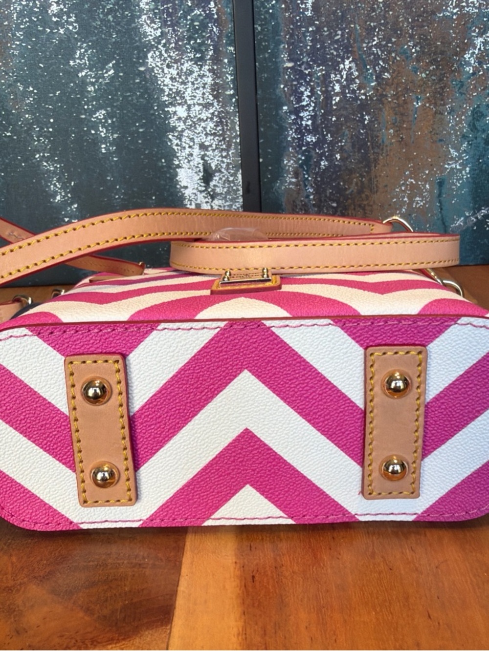 Dooney & Bourke Barbiecore Pink/White Chevron Crossbody NWT - Picture 12 of 15